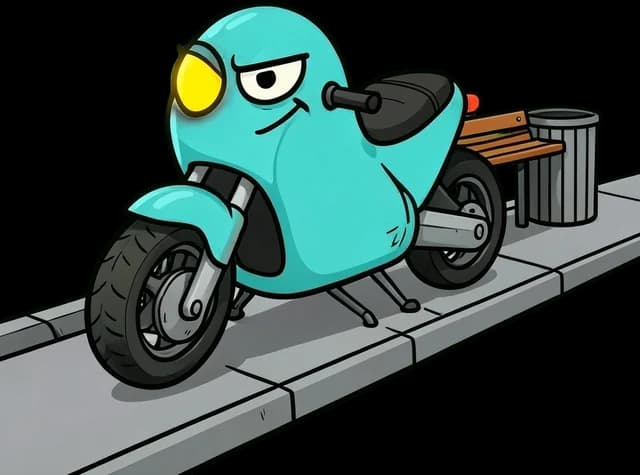 Acerista Motorizado, criatura ilustrada de Caradura GO que representa aparcar la moto encima de la acera