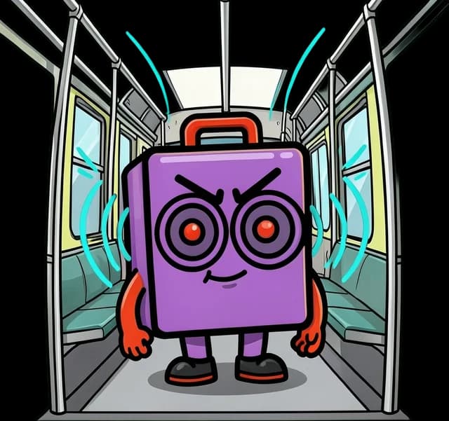 Altavozius Metrum, criatura ilustrada de Caradura GO que representa música a todo volumen sin auriculares en el transporte