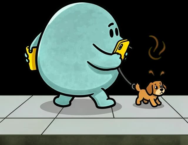 Caganolimpia Caninus, criatura ilustrada de Caradura GO que representa no recoger lo que deja su perro