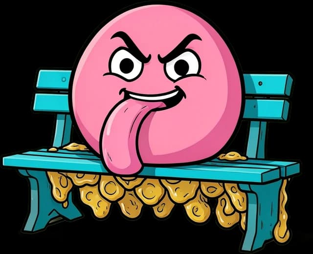Chicleus Pegajosus, criatura ilustrada de Caradura GO que representa pegar el chicle en el suelo o bajo los bancos
