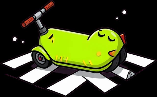 Patinetus Obstaculus, criatura ilustrada de Caradura GO que representa patinete abandonado en mitad del paso de cebra