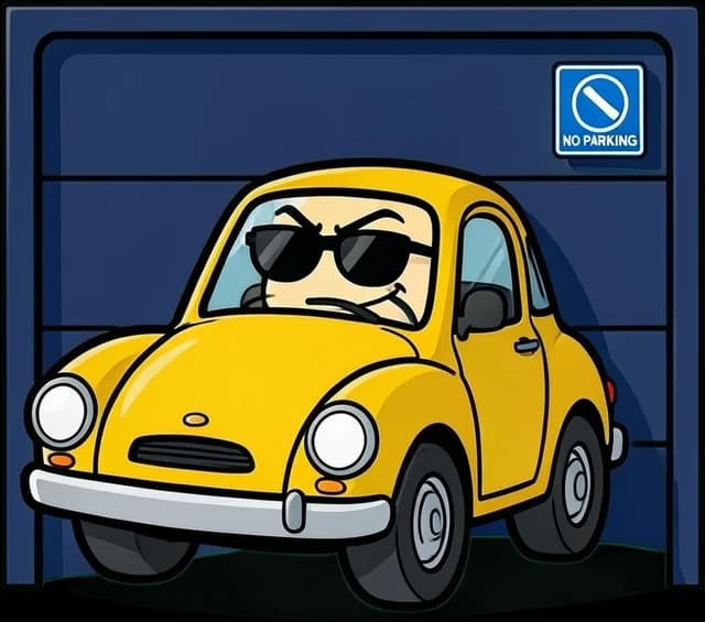 Vadoocupus Permanentis, criatura ilustrada de Caradura GO que representa coche aparcado delante de un vado